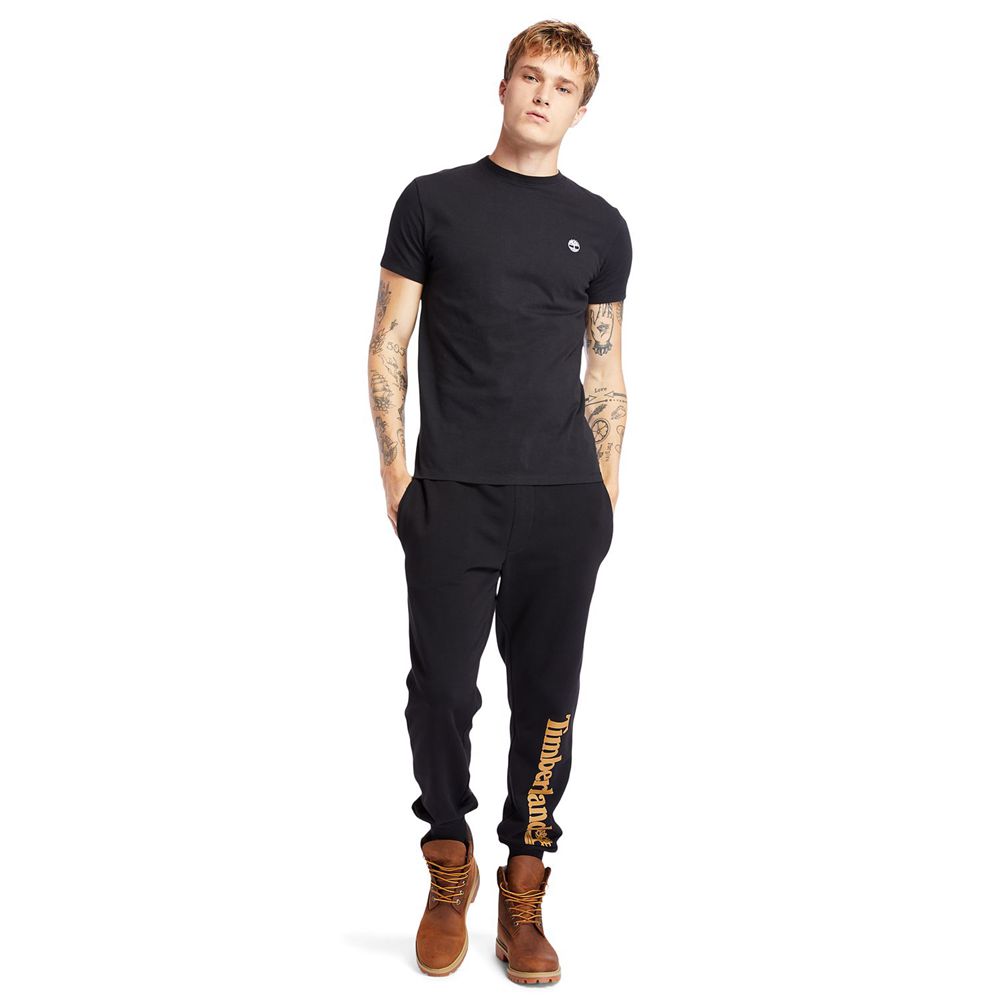 Timberland Mens Pants Logo Sweat - Black - India WQ5213978